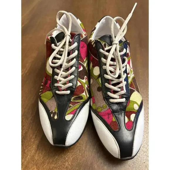 Emilio Pucci Colorful Patterned Sneakers SZ 38 (7.5-8) - Picture 9 of 14